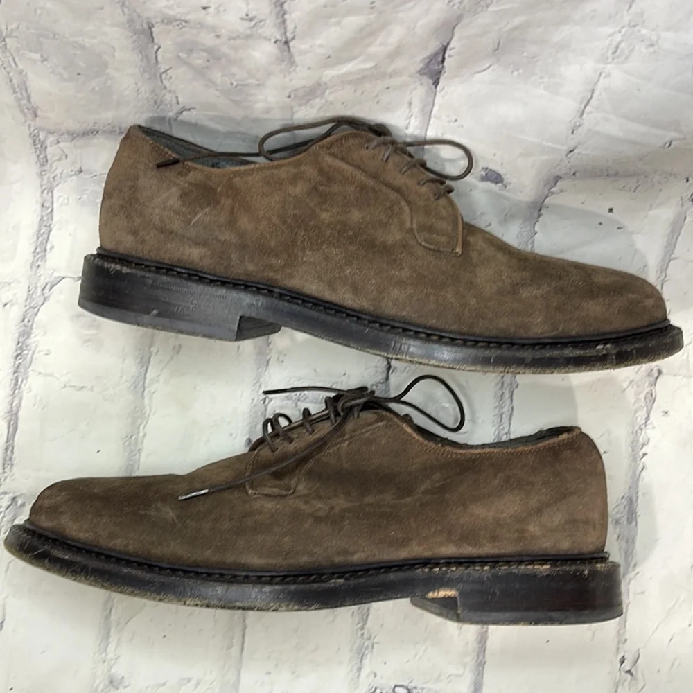 Boglioli Suede Derby Shoes Lace Up Brown Suede Stacked Heel